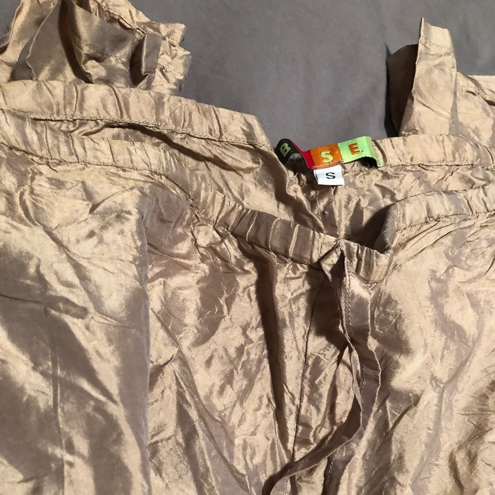 Base Sequined Beige Silk Drawstring Pants Sz S New - image 8